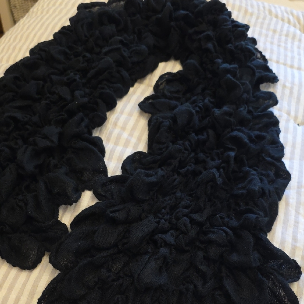 Elegant Black Ruffled Scarf